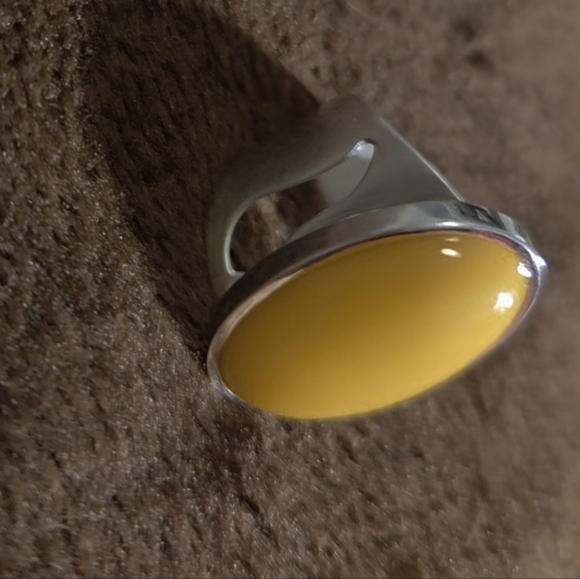 Vintage Jay King Yellow Cabochon Very Unique Sterling Silver 925 Ring  Jewelry - Picture 11 of 16